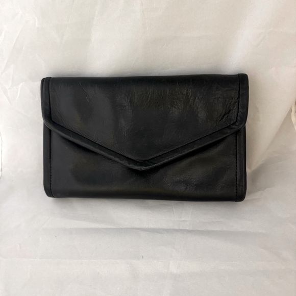 Vintage J. Duseu Leather Bag Purse Black Made In USA - Picture 1 of 9